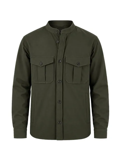 Emporio Armani band-collar pocket-detail shirt jacket