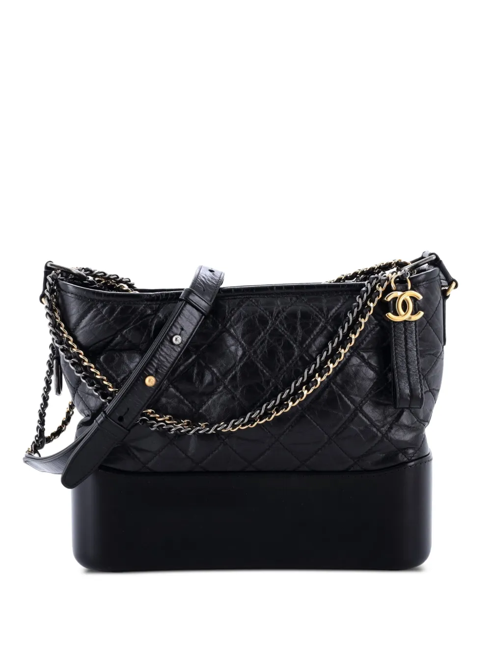 CHANEL Pre-Owned Gabrielle Quilted Aged Calfskin Medium hobo bag - Black