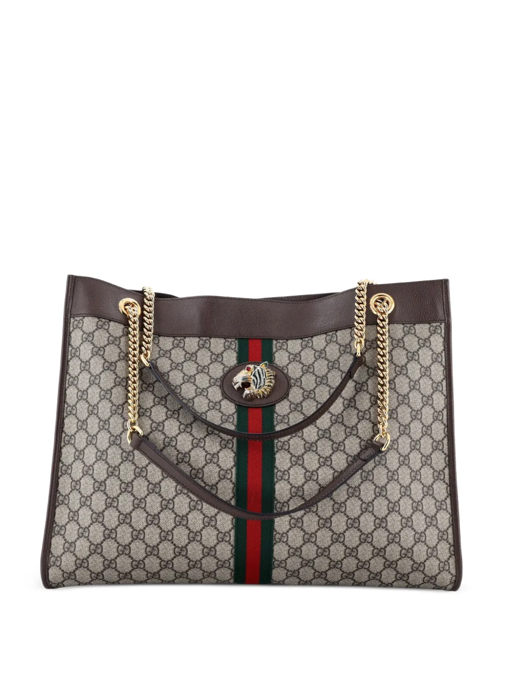 Gucci Pre-Owned Rajah Chain GG Coated Canvas Large tote bag - Brown