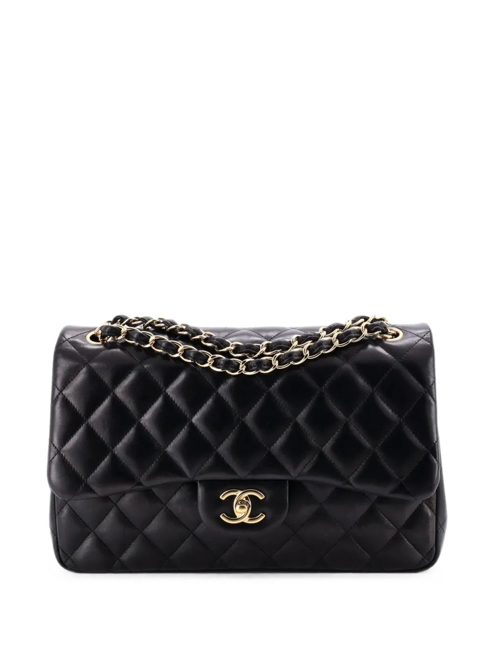 CHANEL Pre-Owned Classic Double Flap Bag Quilted Lambskin Jumbo shoulder bag - Nero