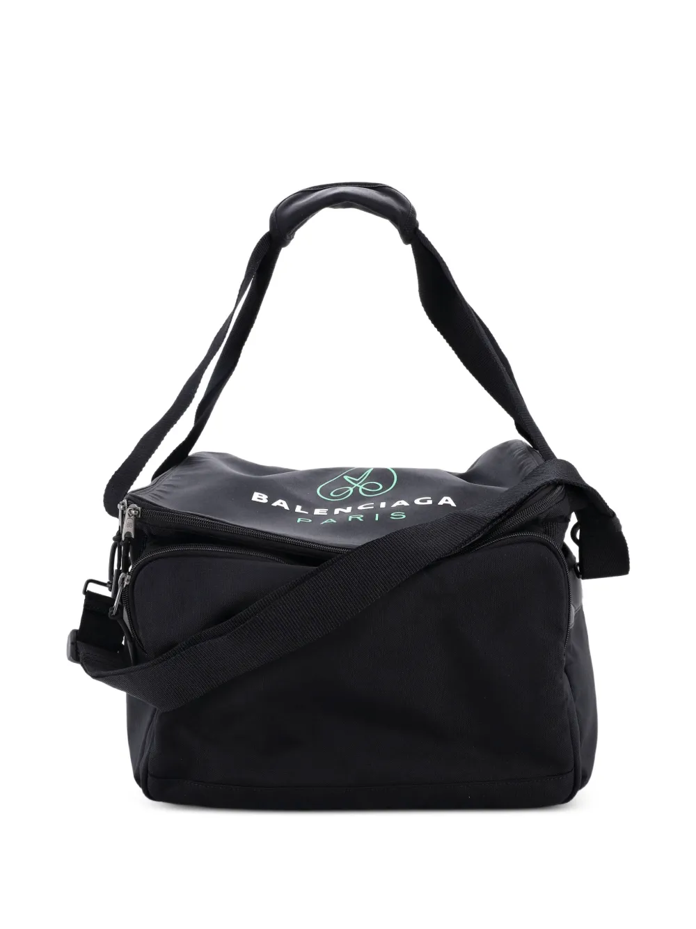 Balenciaga Pre-Owned Logo Print Convertible Square Duffle Bag Recycled Nylon travel bag - Schwarz
