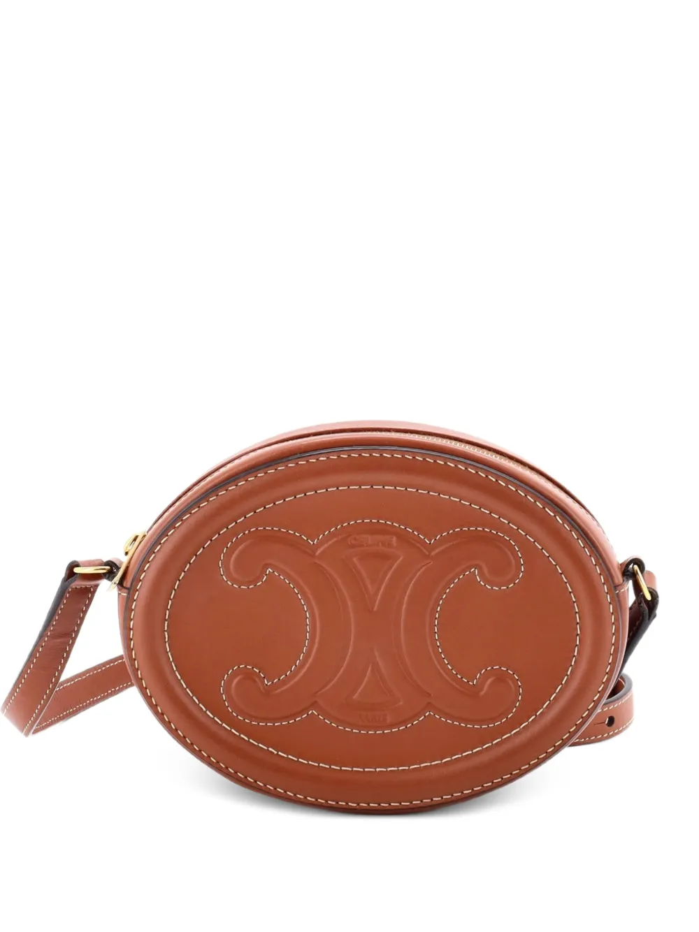 Celine Pre-Owned Triomphe Oval Leather Mini crossbody bag - Brown