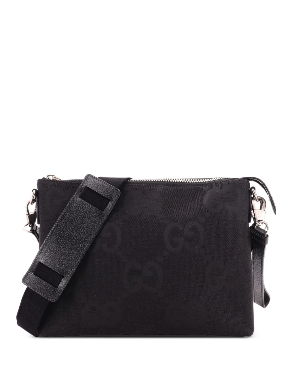 Gucci Pre-Owned Zip Messenger Bag Jumbo GG Canvas crossbody bag - Black