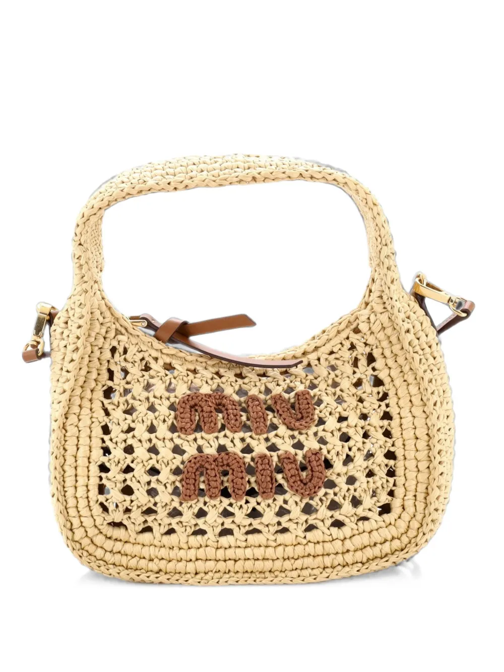 Miu Miu Pre-Owned mini sac porté épaule Wander en raphia - Marron