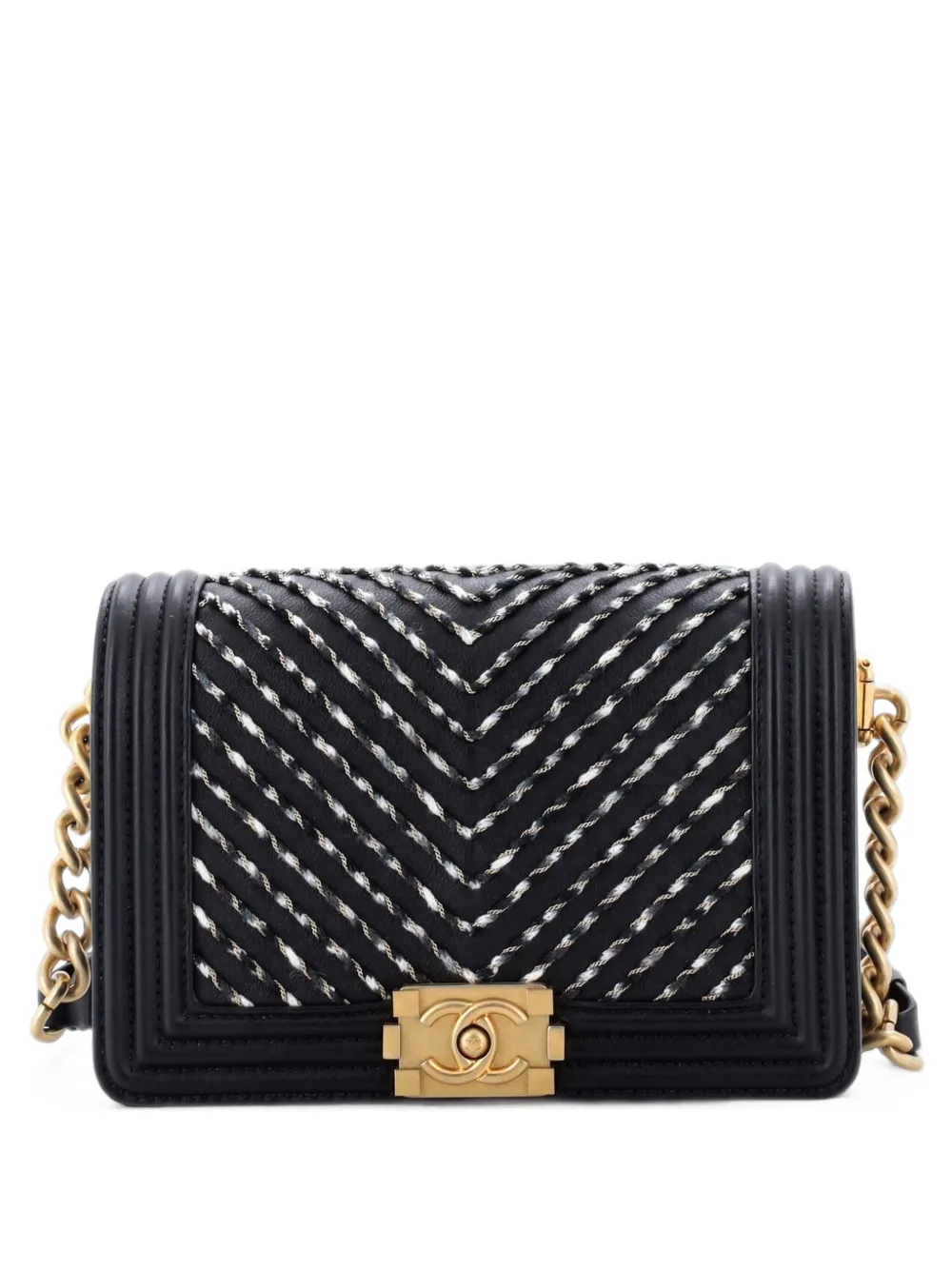CHANEL Pre-Owned sac banane By The Sea Boy à chevrons - Noir CHANEL Pre-Owned sac banane By The Sea Boy à chevrons - Noir