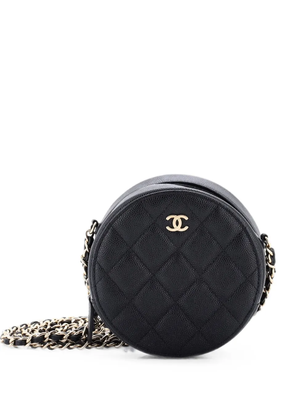 CHANEL Pre-Owned Round Clutch with Chain Quilted Caviar Mini crossbody bag - Nero