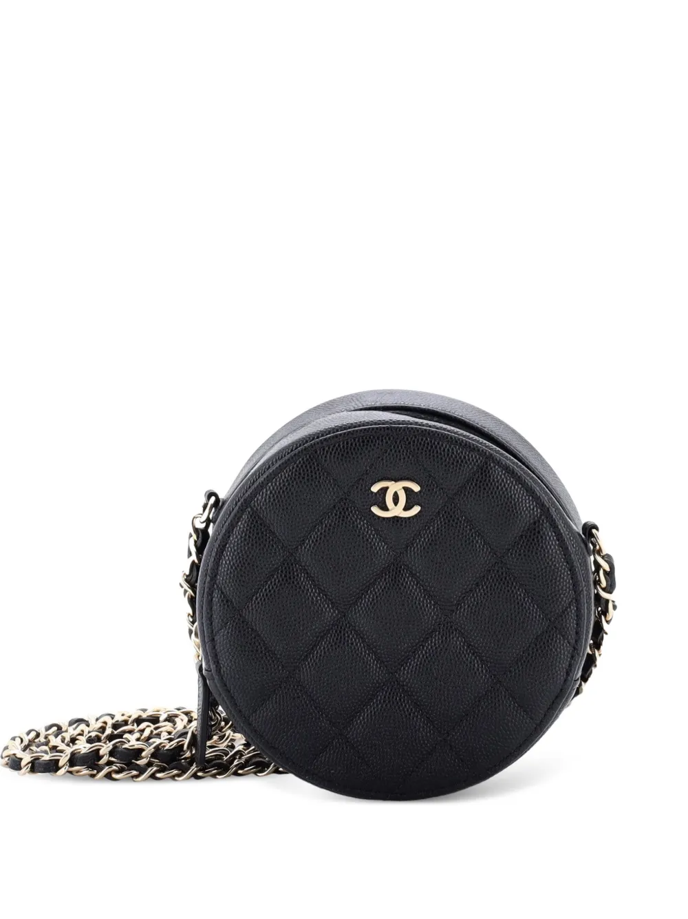 CHANEL Pre-Owned Round Clutch with Chain Quilted Caviar Mini crossbody bag - Black