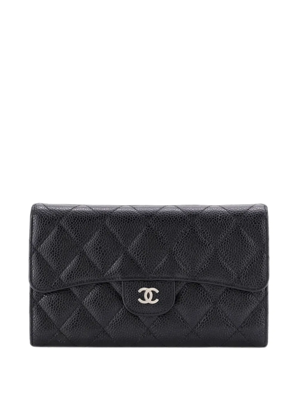 CHANEL Pre-Owned CC Gusset Classic Flap Wallet Quilted Caviar Long small wallets - Nero