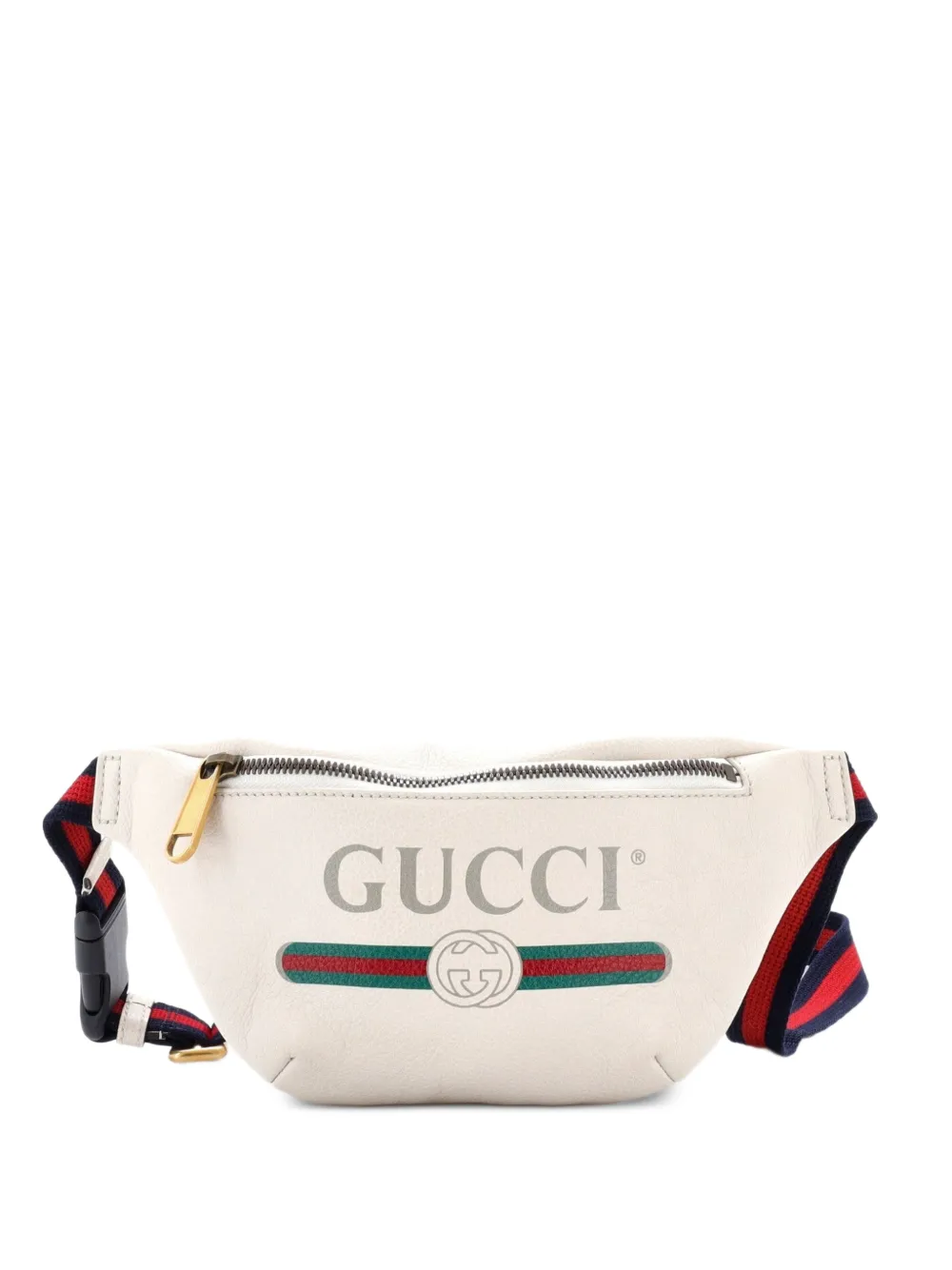 Gucci Pre-Owned Logo Printed Leather Small belt bag in White