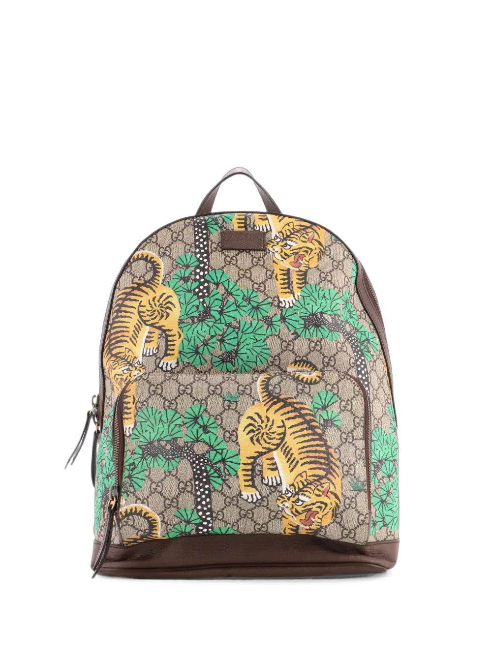 Gucci Pre-Owned Zip Pocket Bengal Print GG Coated Canvas Medium backpack - Braun
