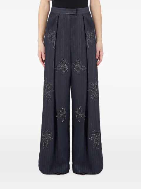 LIU JO pinstripe-pattern bead-embellished palazzo pants