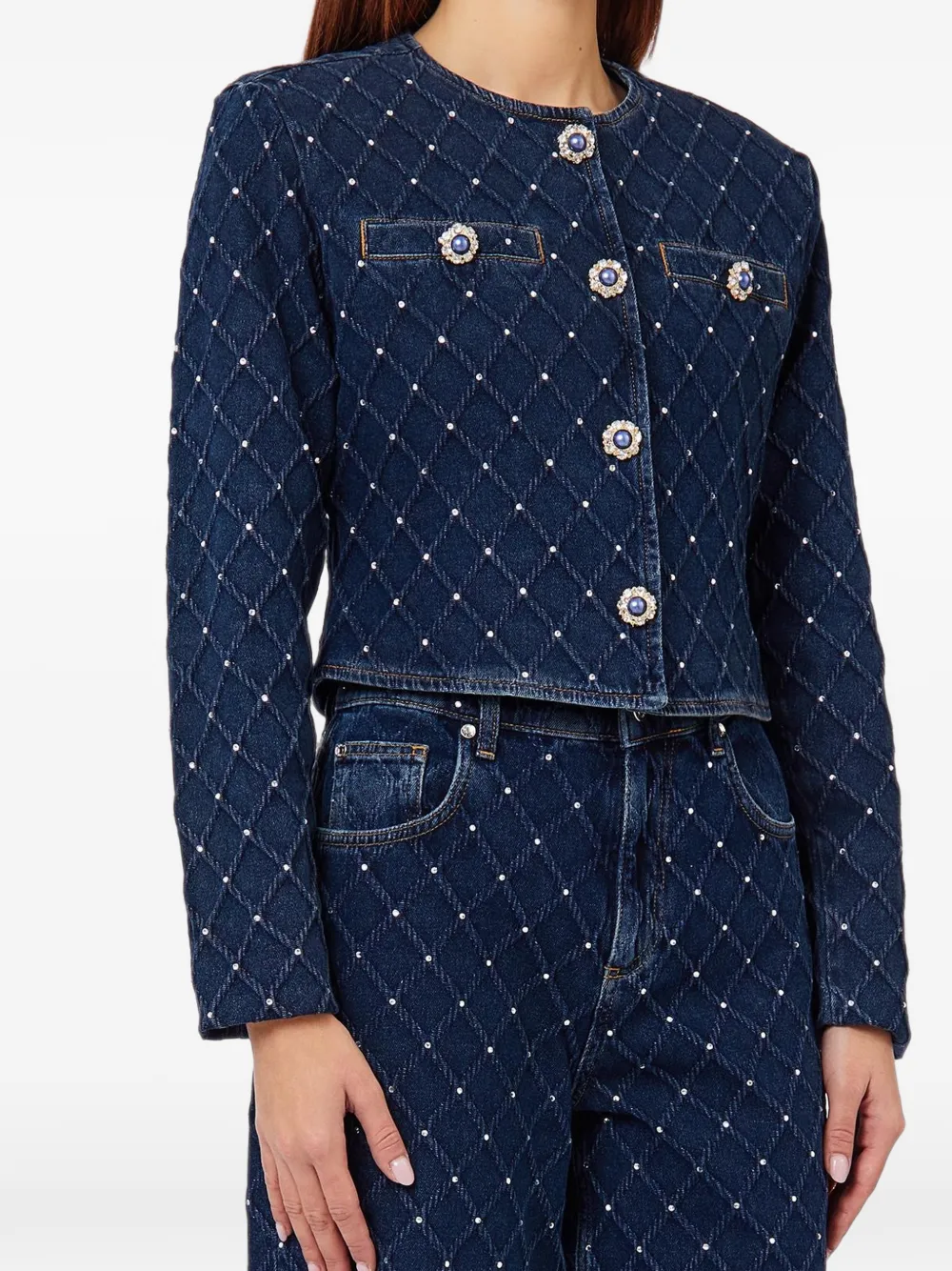LIU JO Gewatteerd denim jack met stras Blauw