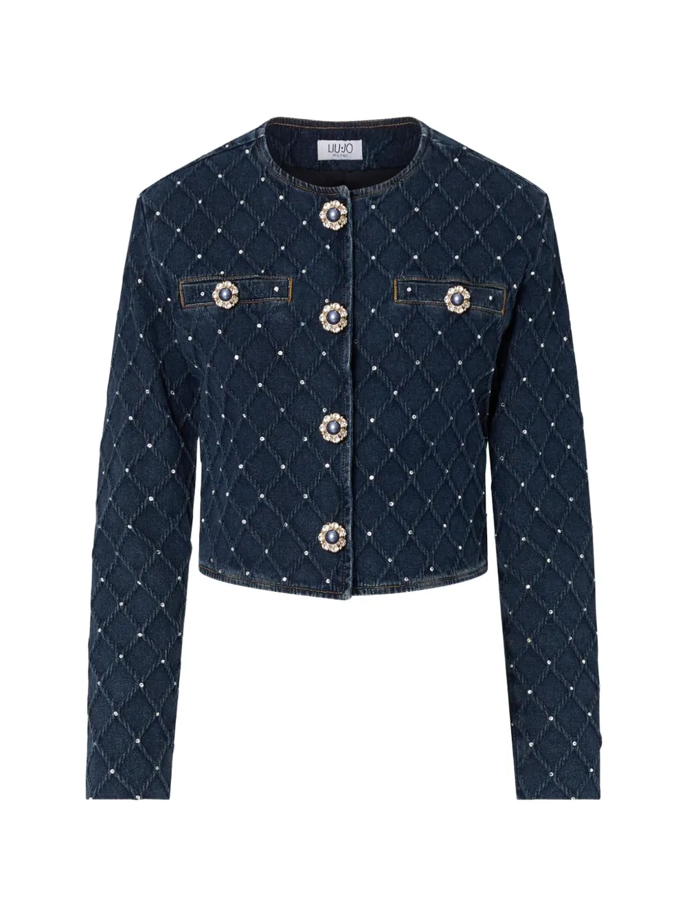 LIU JO jacket in denim quilted with rhinestones - Bleu LIU JO jacket in denim quilted with rhinestones - Bleu