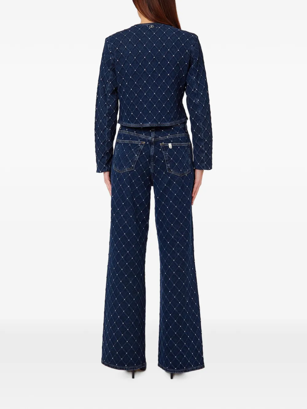 LIU JO Gewatteerd denim jack met stras Blauw