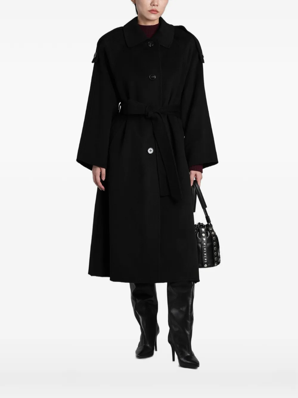 IRO Aqualung belted button-up coat - Noir IRO Aqualung belted button-up coat - Noir