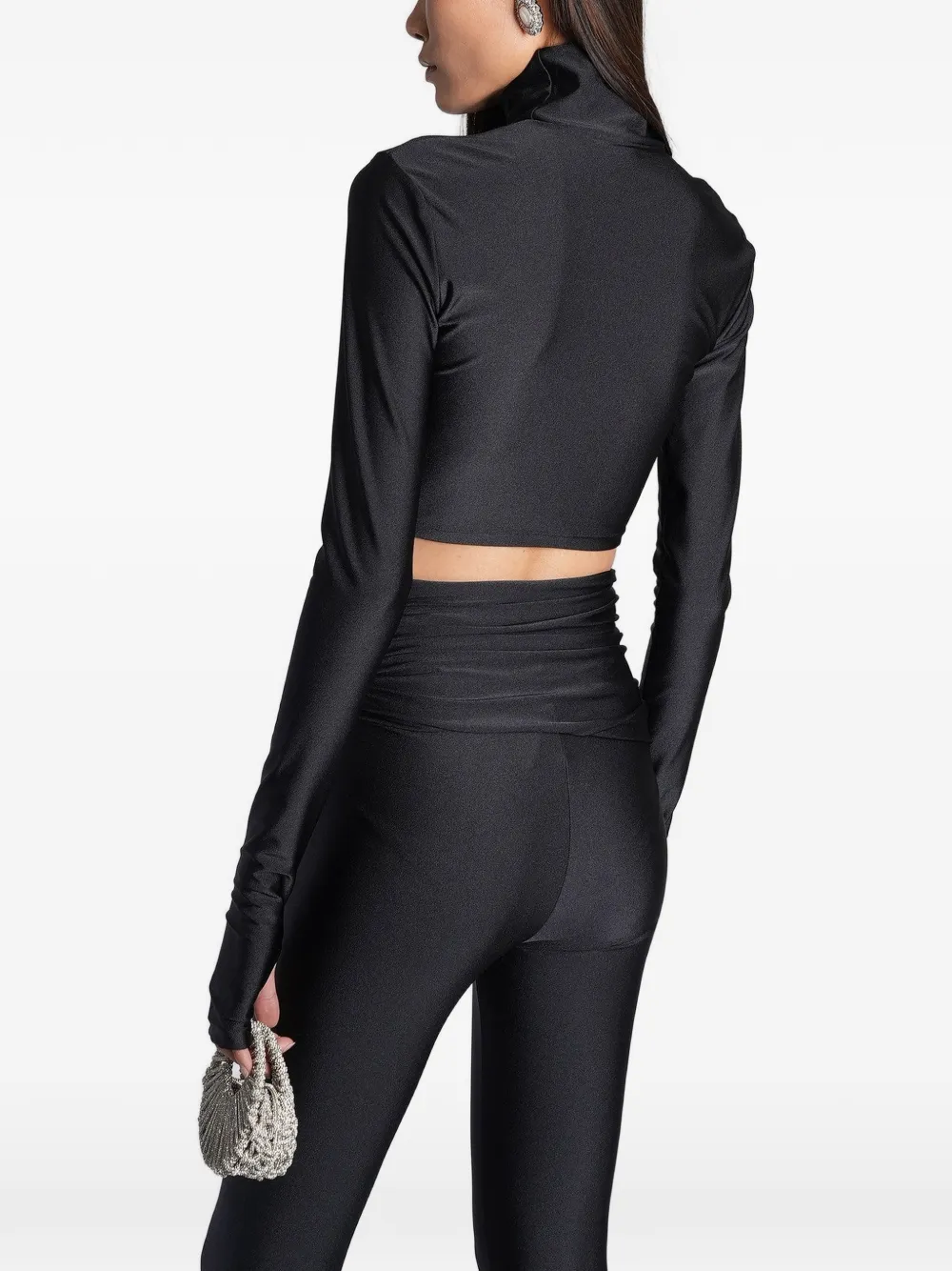 THE ANDAMANE Orchid cropped top met duimsleuf Zwart