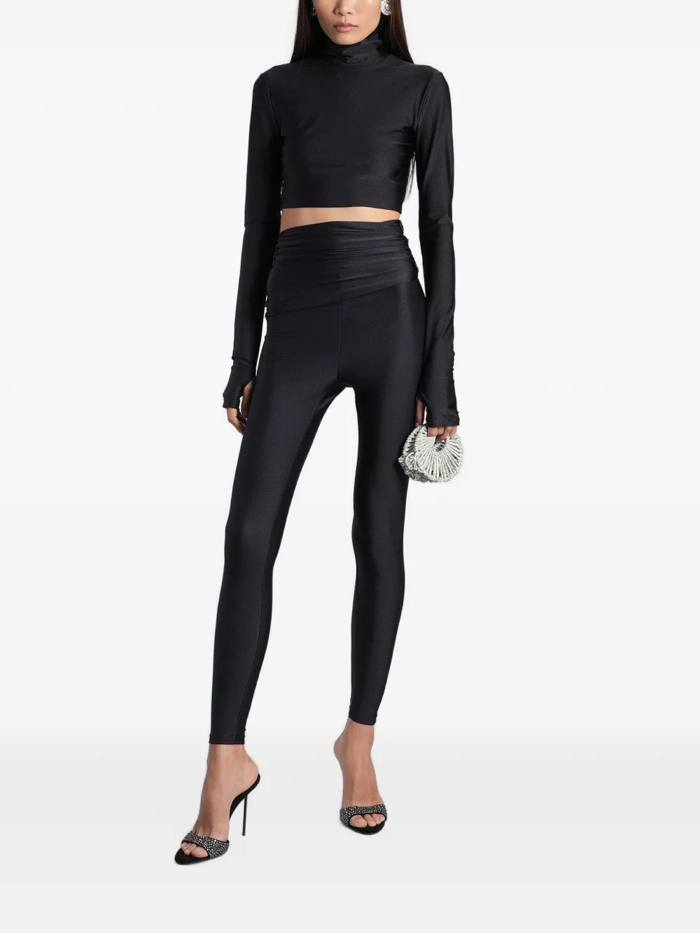 THE ANDAMANE Orchid cropped top met duimsleuf Zwart
