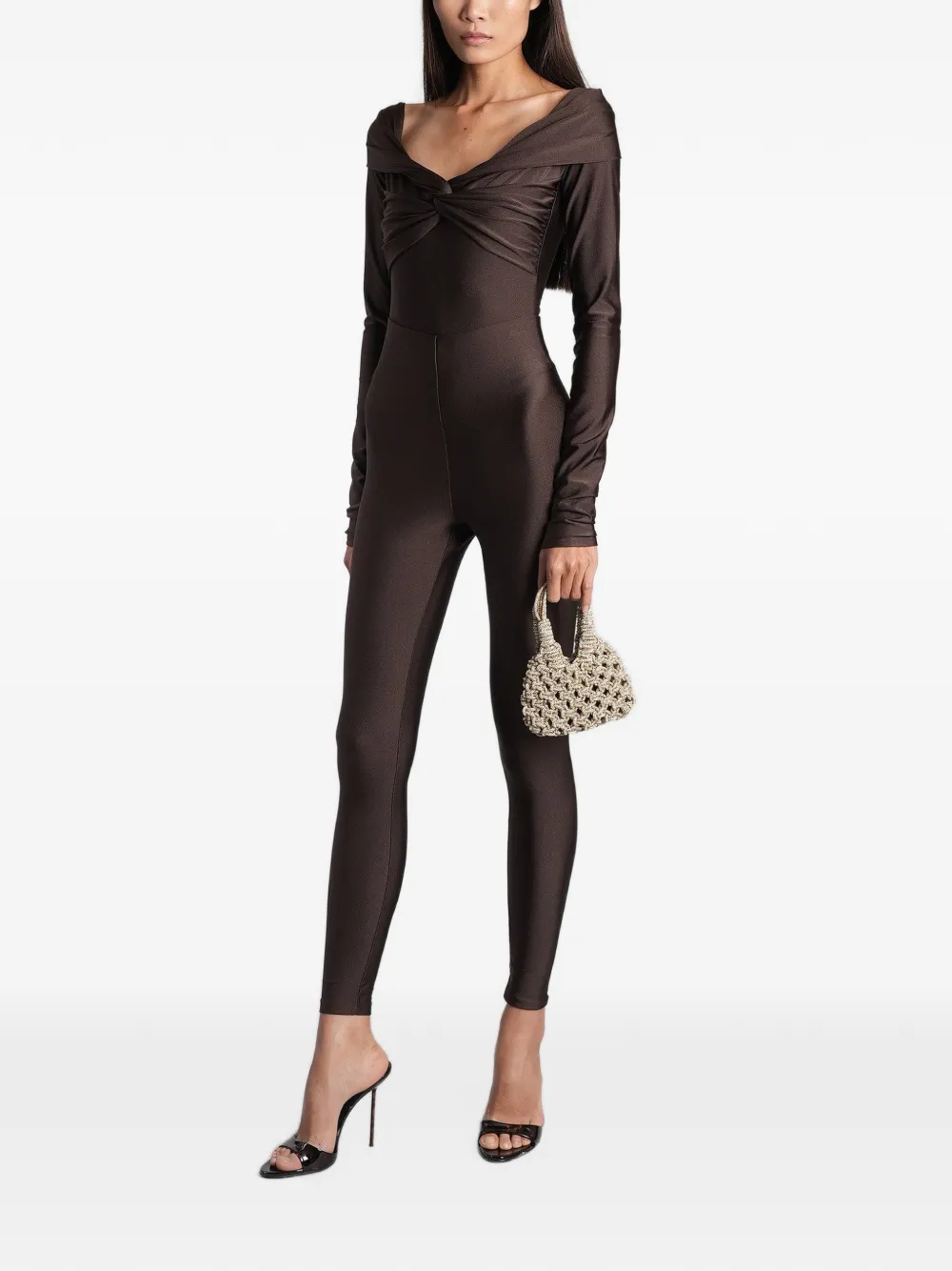 THE ANDAMANE Holly 80's high-waisted shiny leggins Bruin