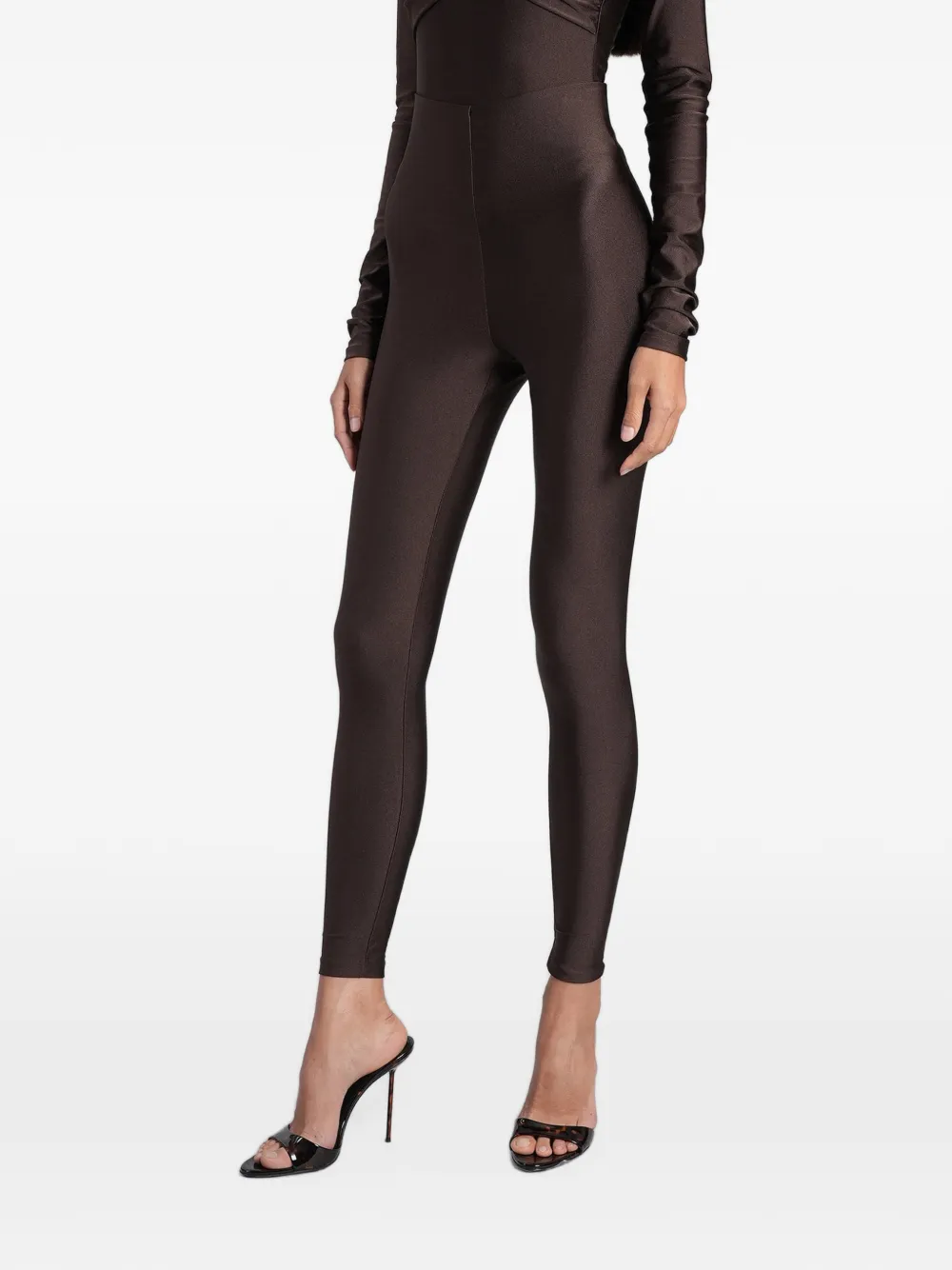 THE ANDAMANE Holly 80's high-waisted shiny leggins Bruin