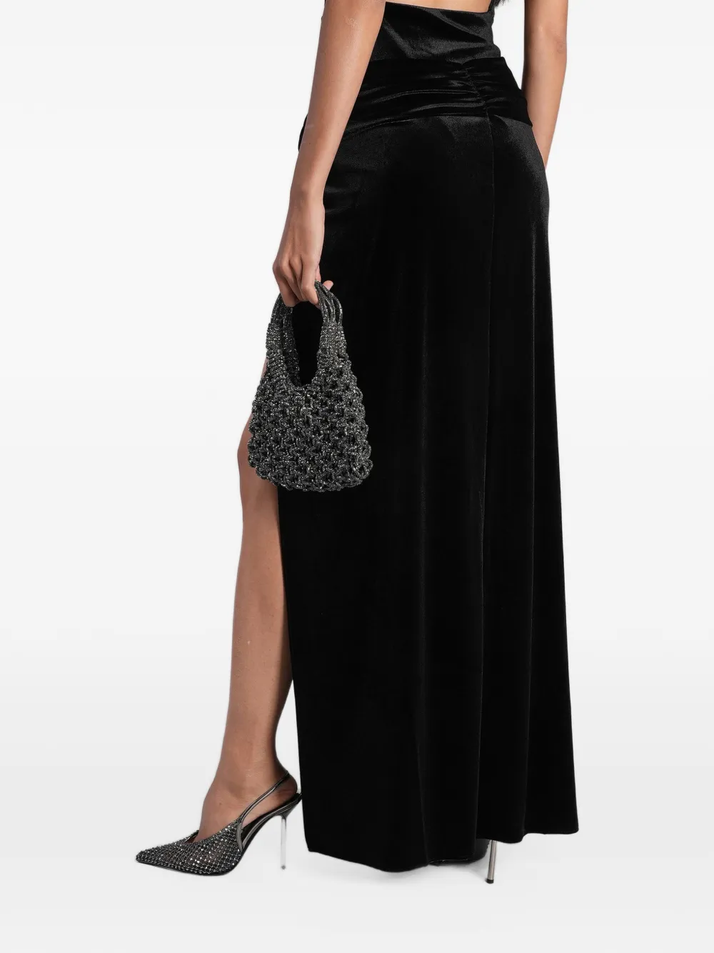THE ANDAMANE Maxi-rok met knoop-detail en zijsplit Zwart