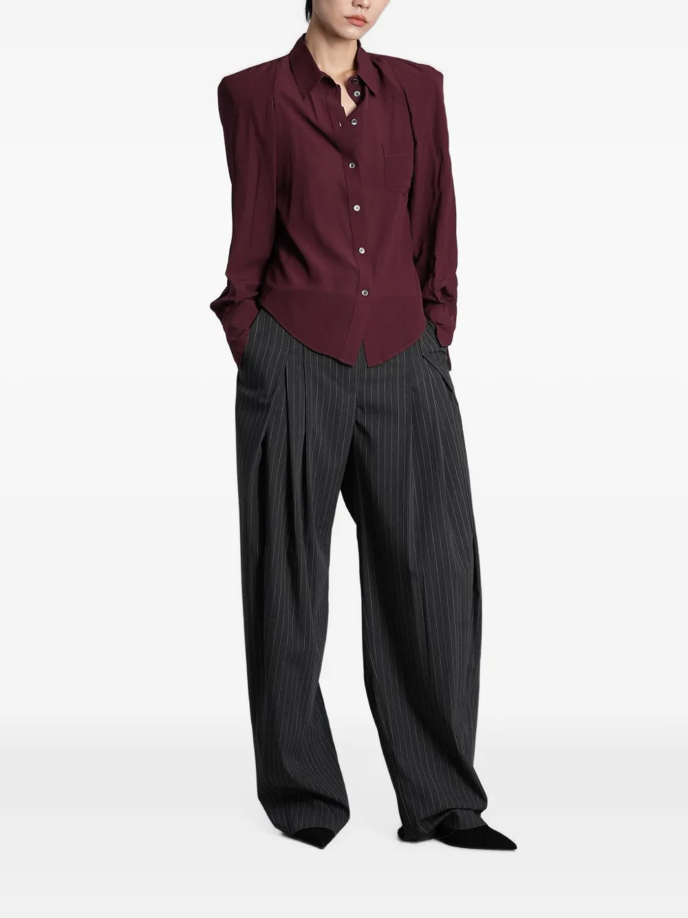 IRO Neon padded-shoulder shirt Rood