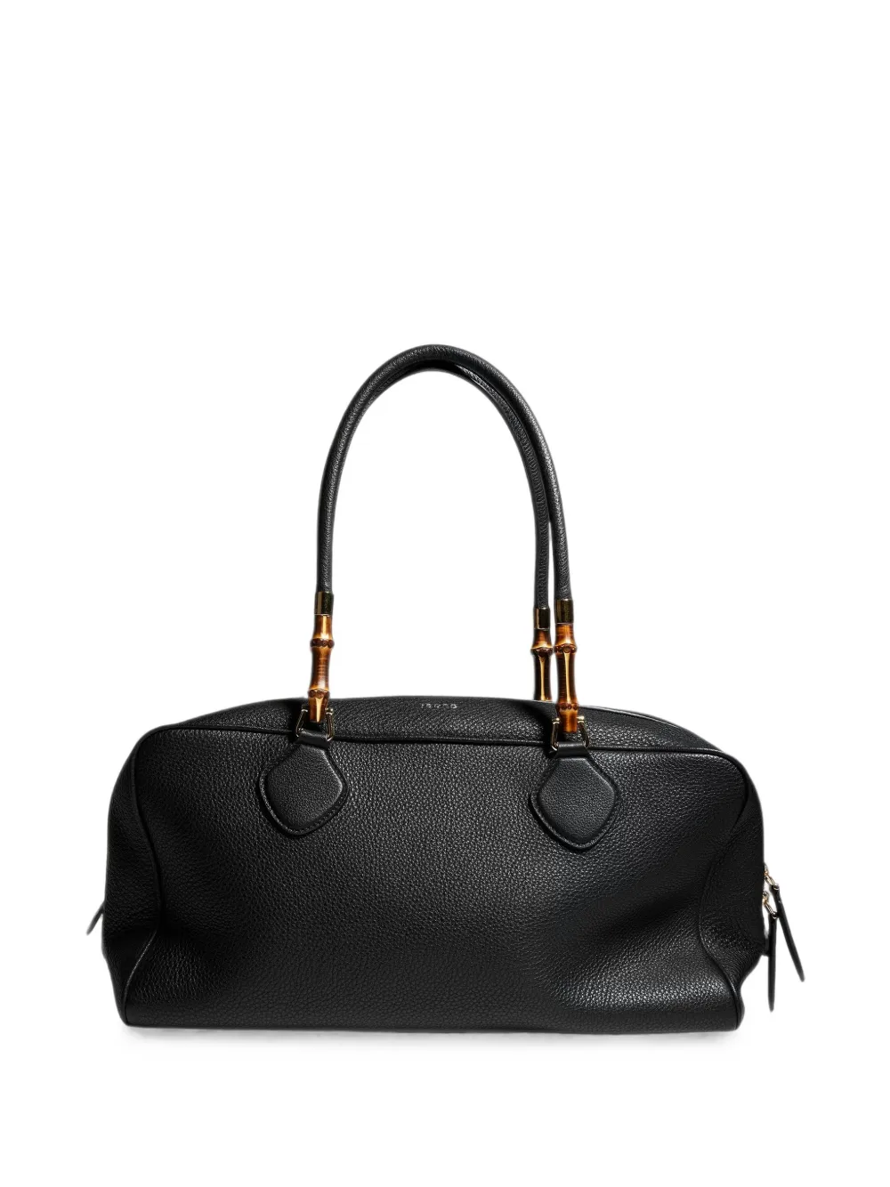 Gucci large Boston bamboo-detail leather tote bag Zwart