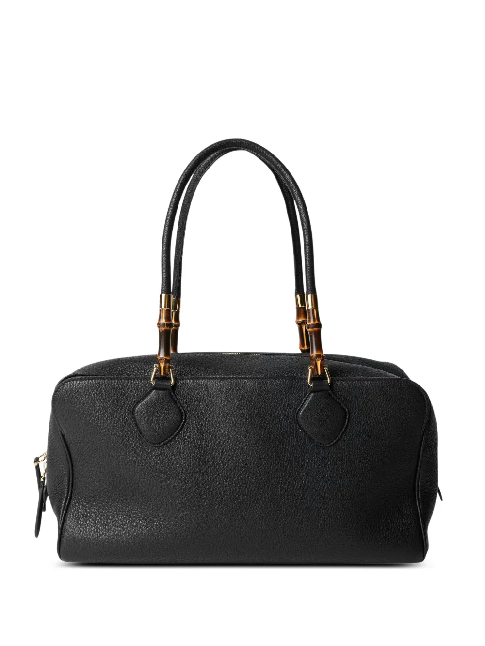 Gucci large Boston bamboo-detail leather tote bag - Black