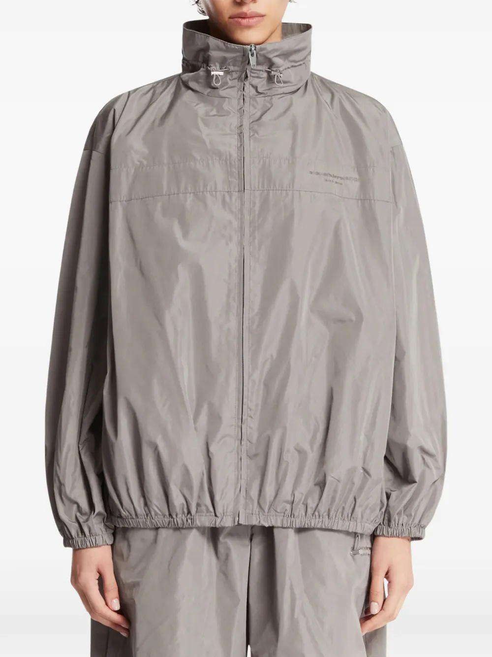 Alexander Wang Oversized Track Jacket With Gathered Collar | Grey