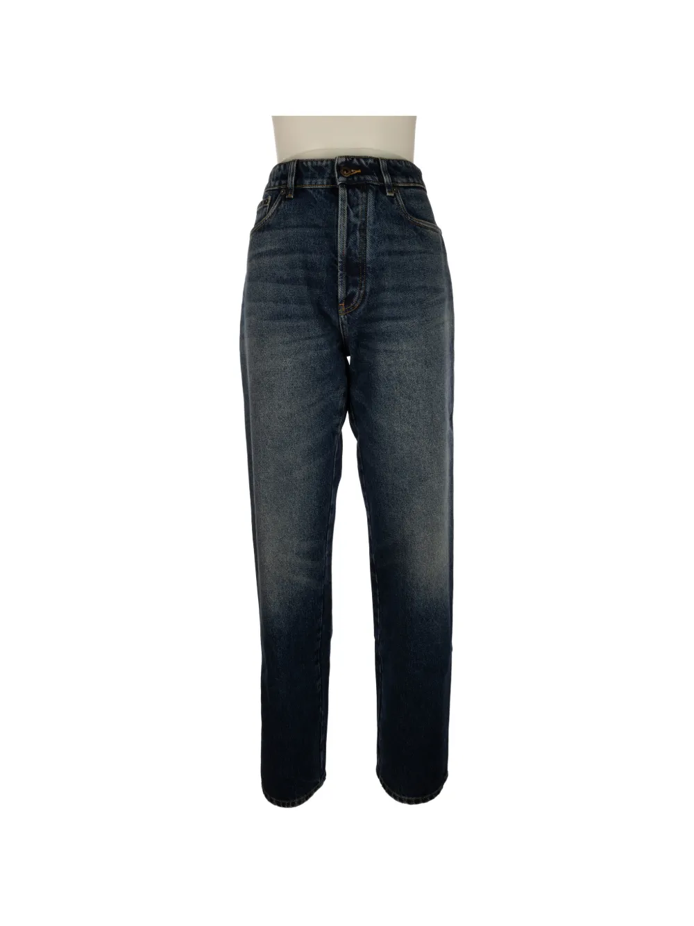 Miu Miu logo-embroidered faded-effect jeans - Blu