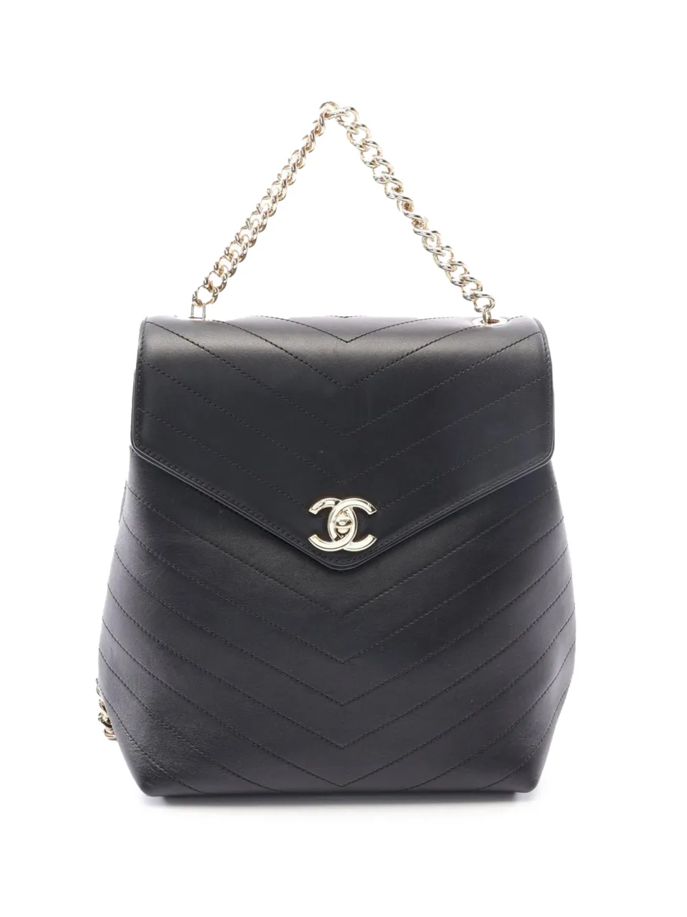 CHANEL Pre-Owned 2018-2019 Chevron Lambskin backpack - Nero