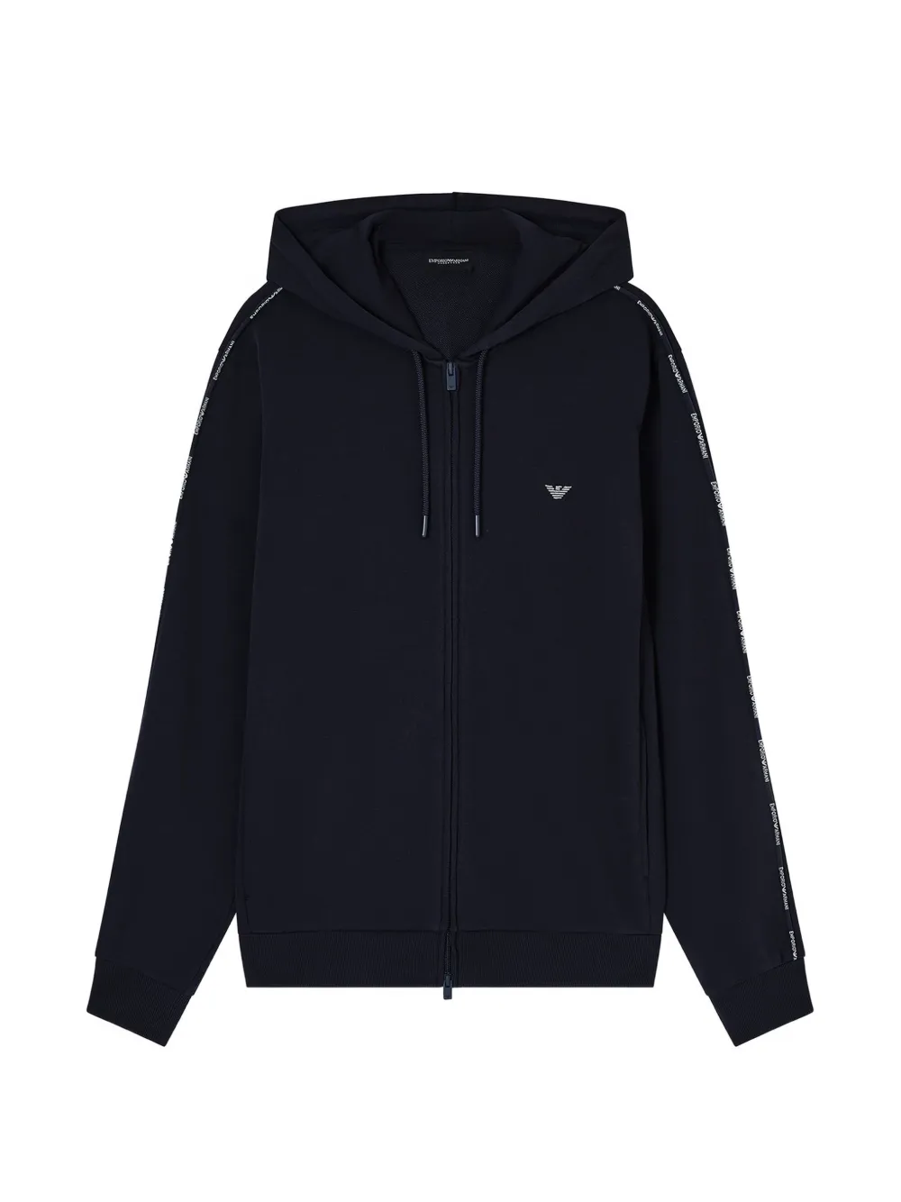 Emporio Armani logo-embroidered zip-up hoodie - Blu