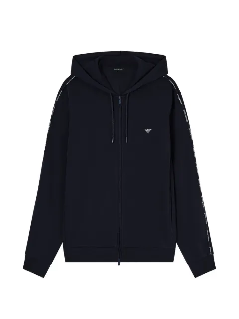 Emporio Armani logo-embroidered zip-up hoodie