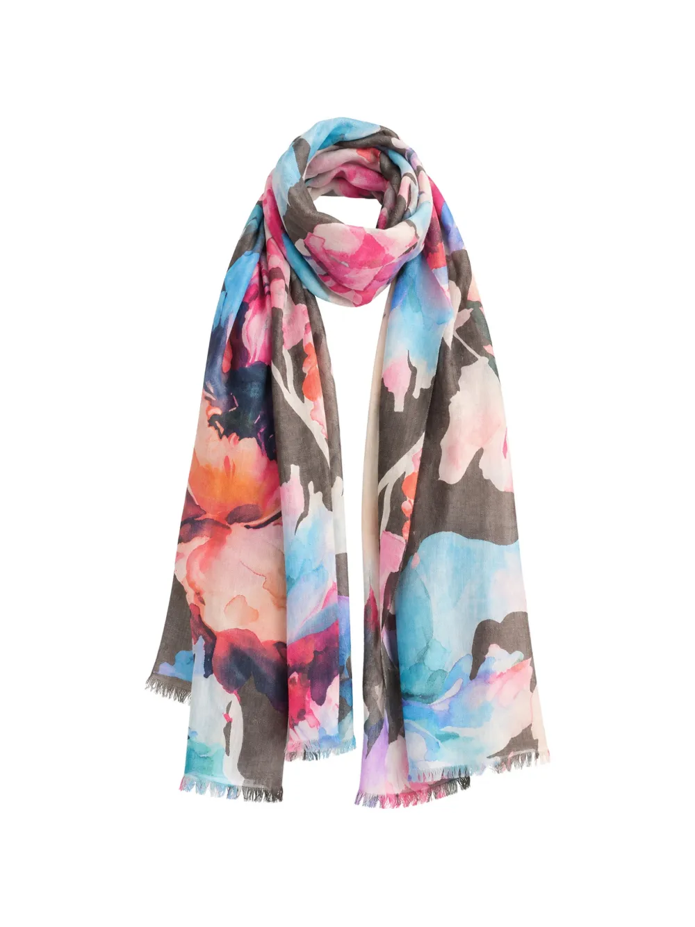 Kinross Cashmere Highland Blooms print scarf