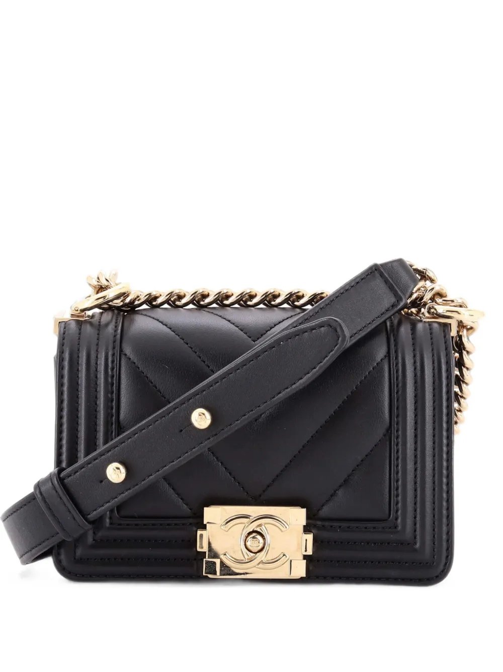 CHANEL Pre-Owned Boy Flap Bag Chevron Lambskin Mini shoulder bag - Nero