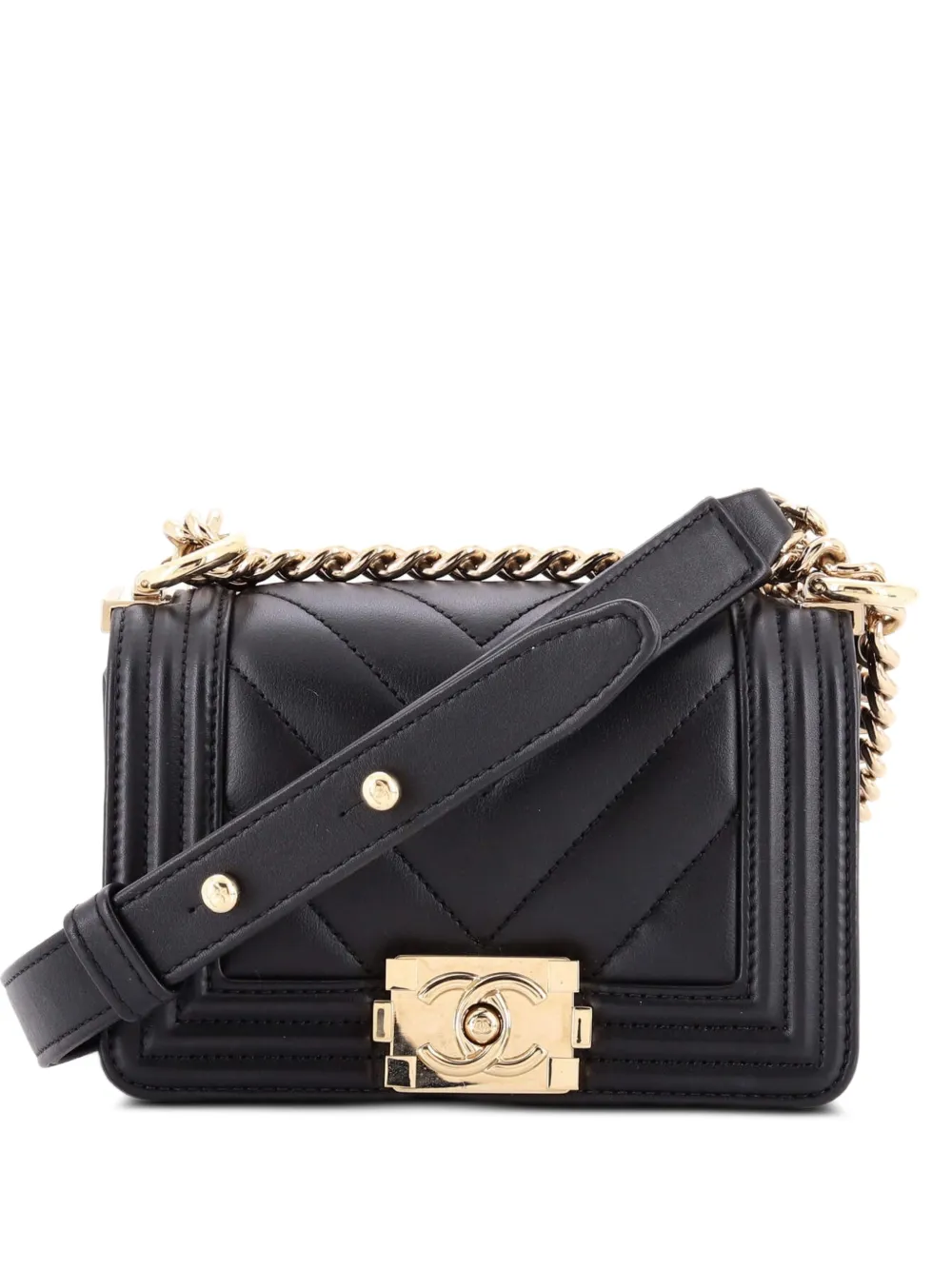 CHANEL Pre-Owned Boy Flap Bag Chevron Lambskin Mini shoulder bag - Schwarz