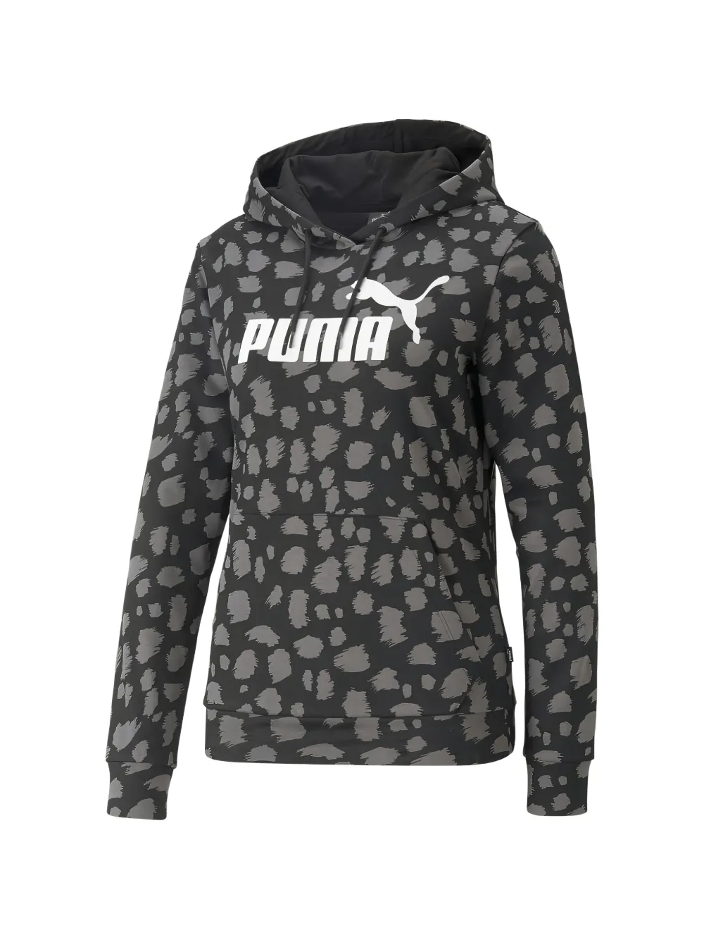 Puma Animal-print Drawstring Hoodie In Black