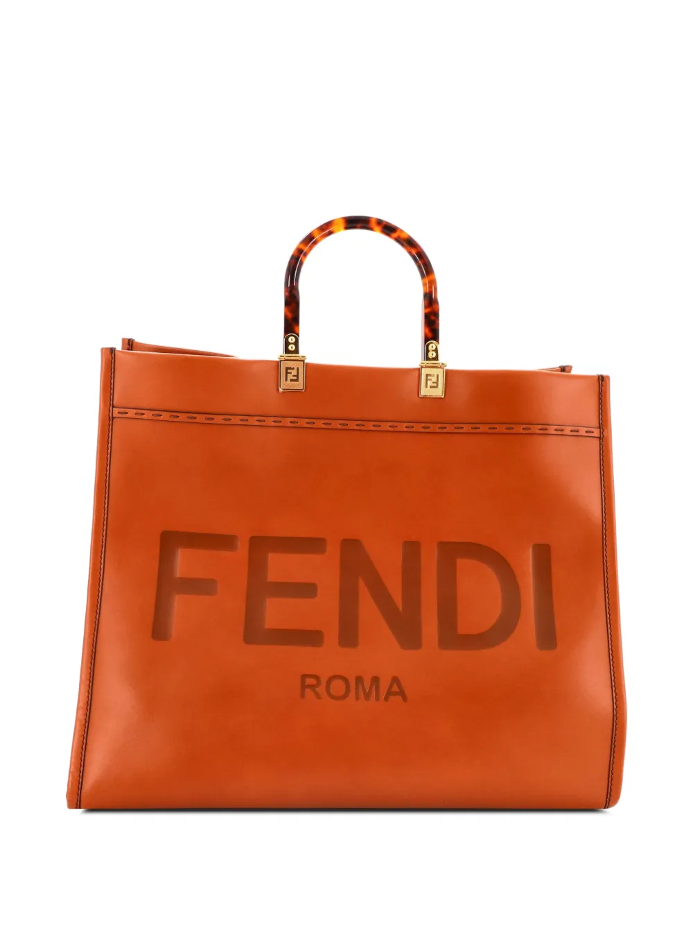 Fendi Pre-Owned Sunshine Shopper Leather Large tote bag - Braun