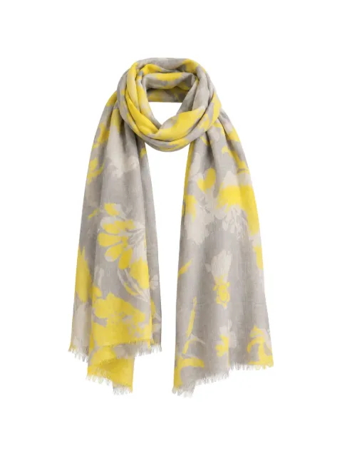 Kinross Cashmere tapestry-print fringed scarf