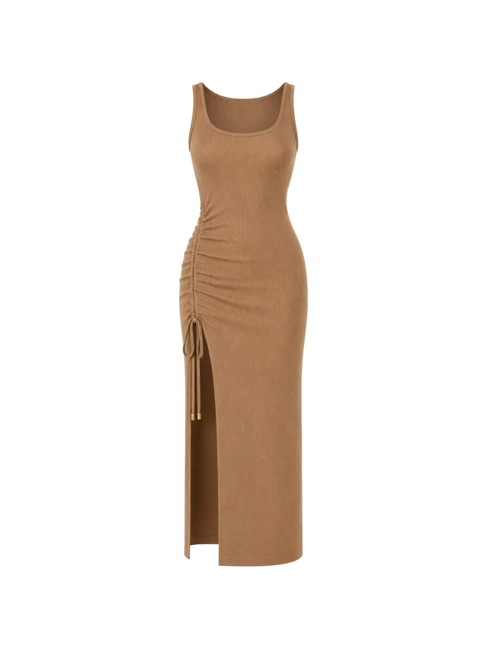 Michael Michael Kors ribbed-knit ruched-detail dress - Brown