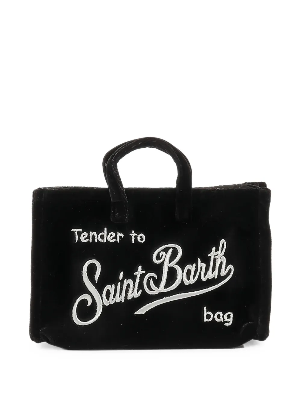 Mc2 Saint Barth Embroidered Teddy-effect Shoulder Bag In Black