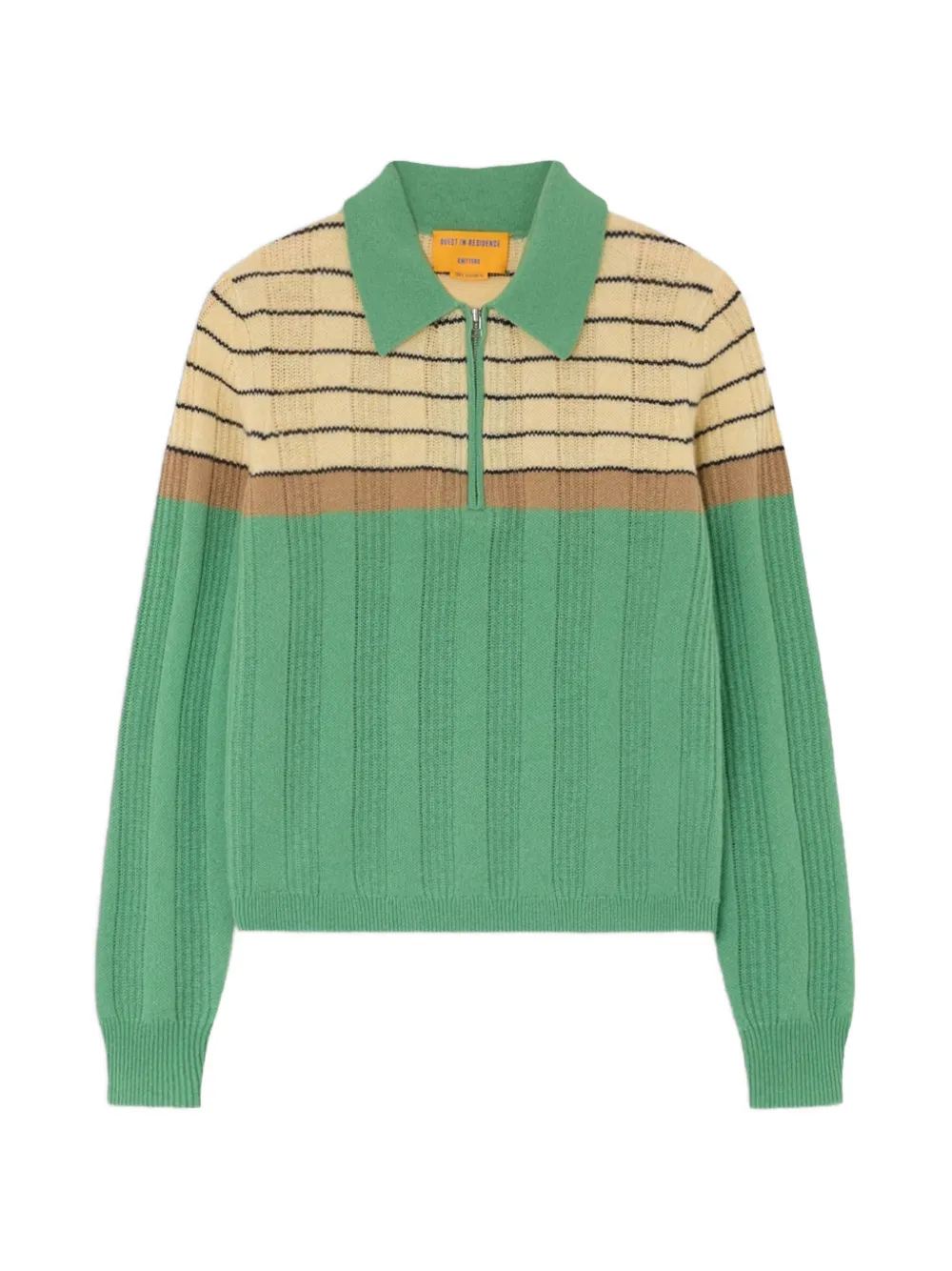 Guest In Residence Track polo striped sweater - Verde