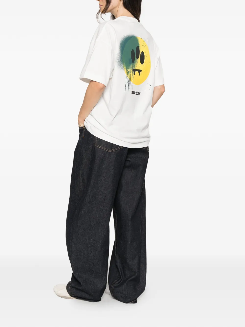 BARROW T-shirt met logo-print en grafische print Wit