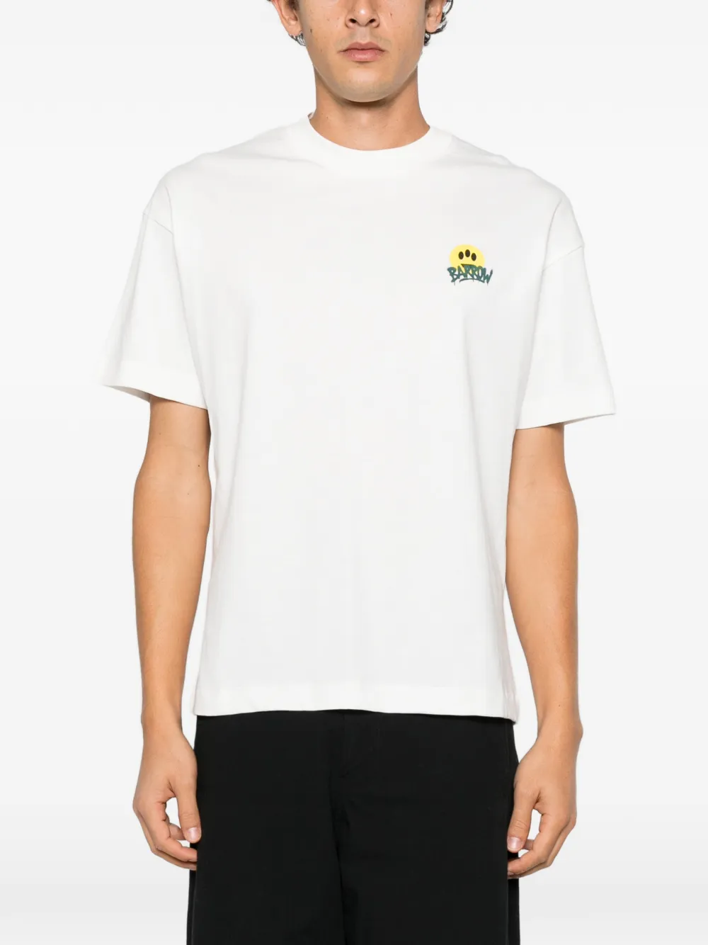 BARROW T-shirt met logo-print en grafische print Wit