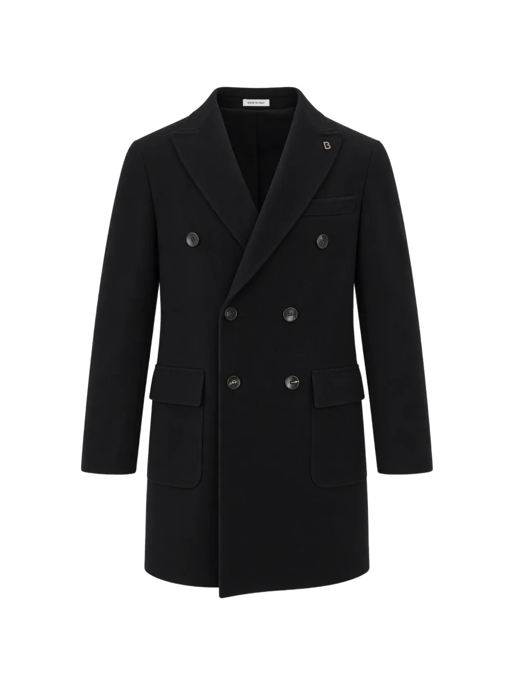 BRERAS MILANO double-breasted virgin wool coat - Black