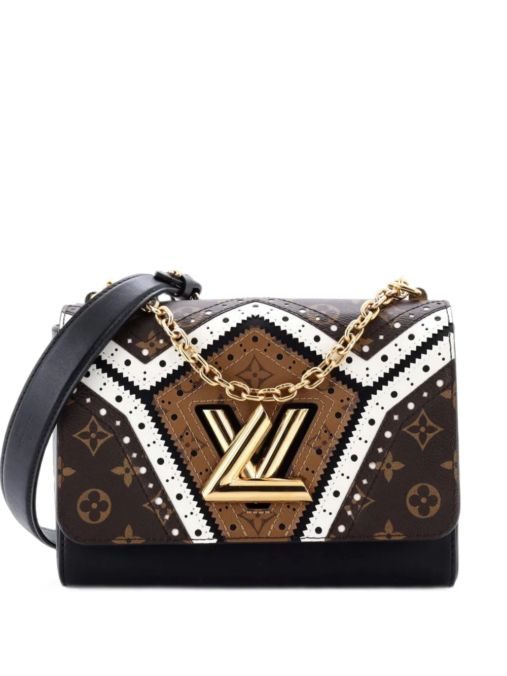 Louis Vuitton Pre-Owned Twist Handbag Limited Edition Brogue Reverse Monogram Canvas and Leather MM shoulder bag - Nero