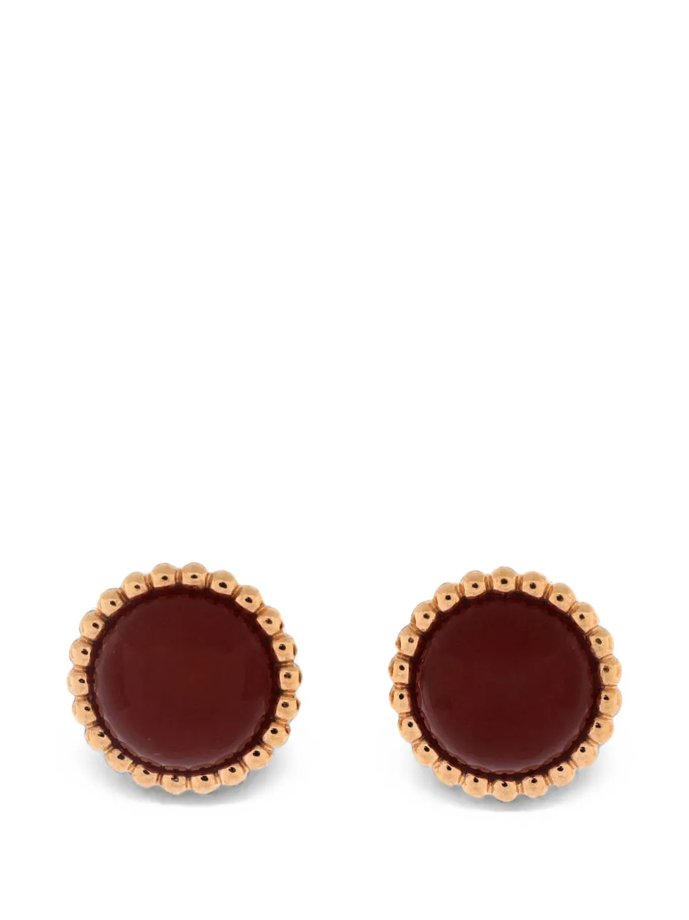 Van Cleef & Arpels Pre-owned Perlée Couleurs Stud 18K Rose Gold and Carnelian Earrings in Pink