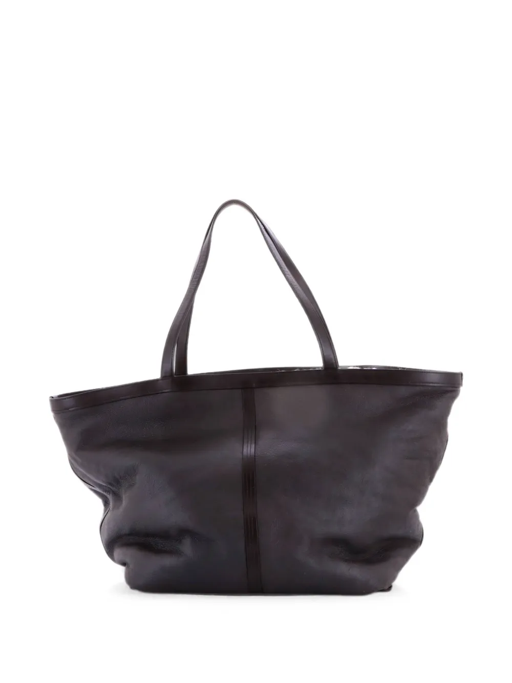 Bottega Veneta Pre-Owned grand cabas Flip Flap en cuir Intrecciato et peau lainée - Marron