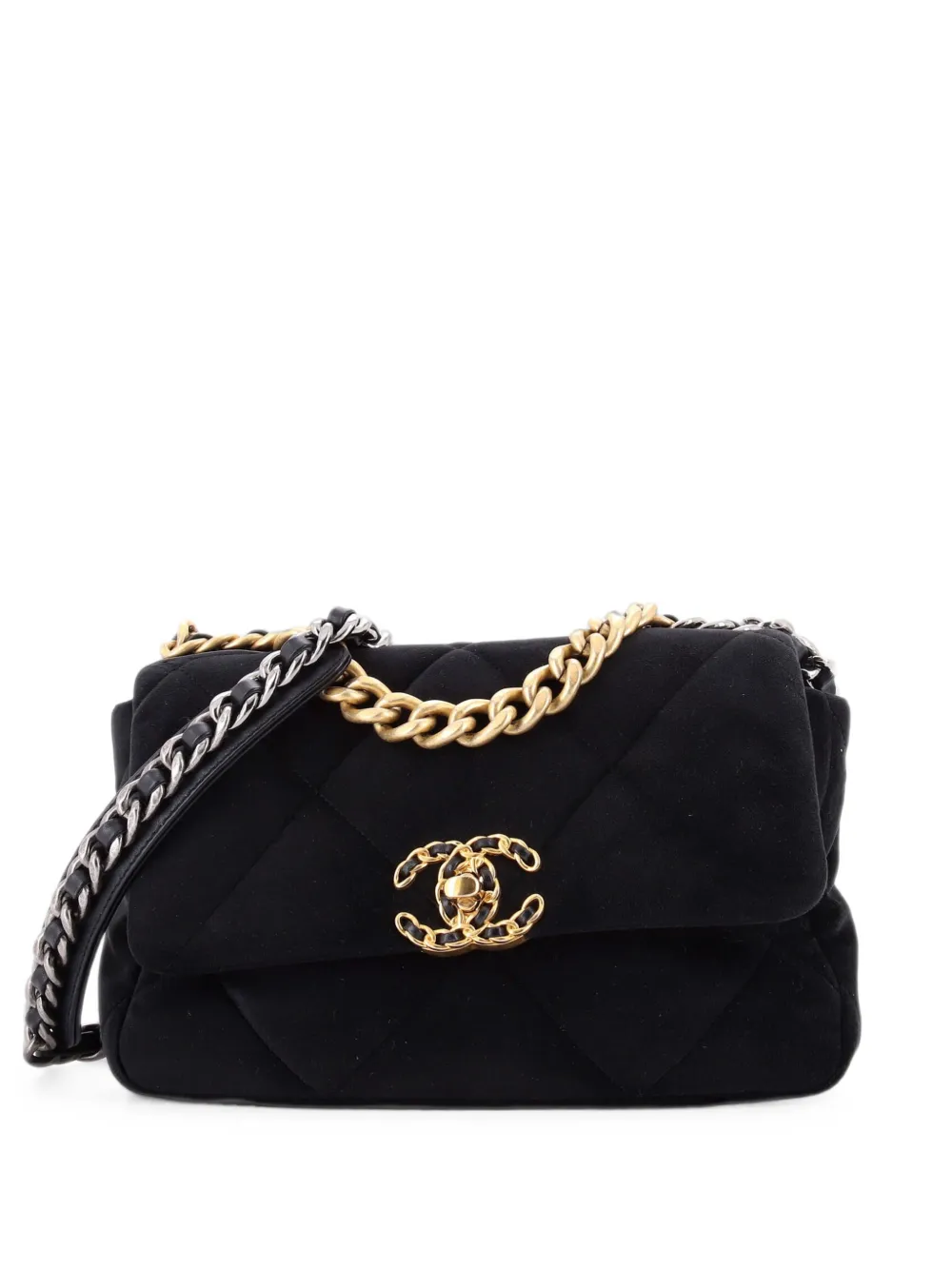 CHANEL Pre-Owned 19 Flap Bag Quilted Velvet Medium shoulder bag - Nero