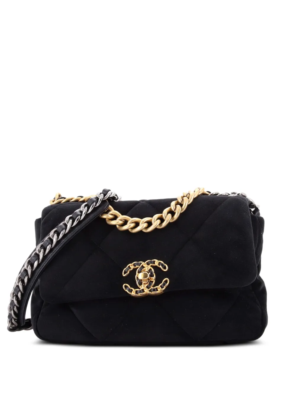 CHANEL Pre-Owned 19 Flap Bag Quilted Velvet Medium shoulder bag - Schwarz