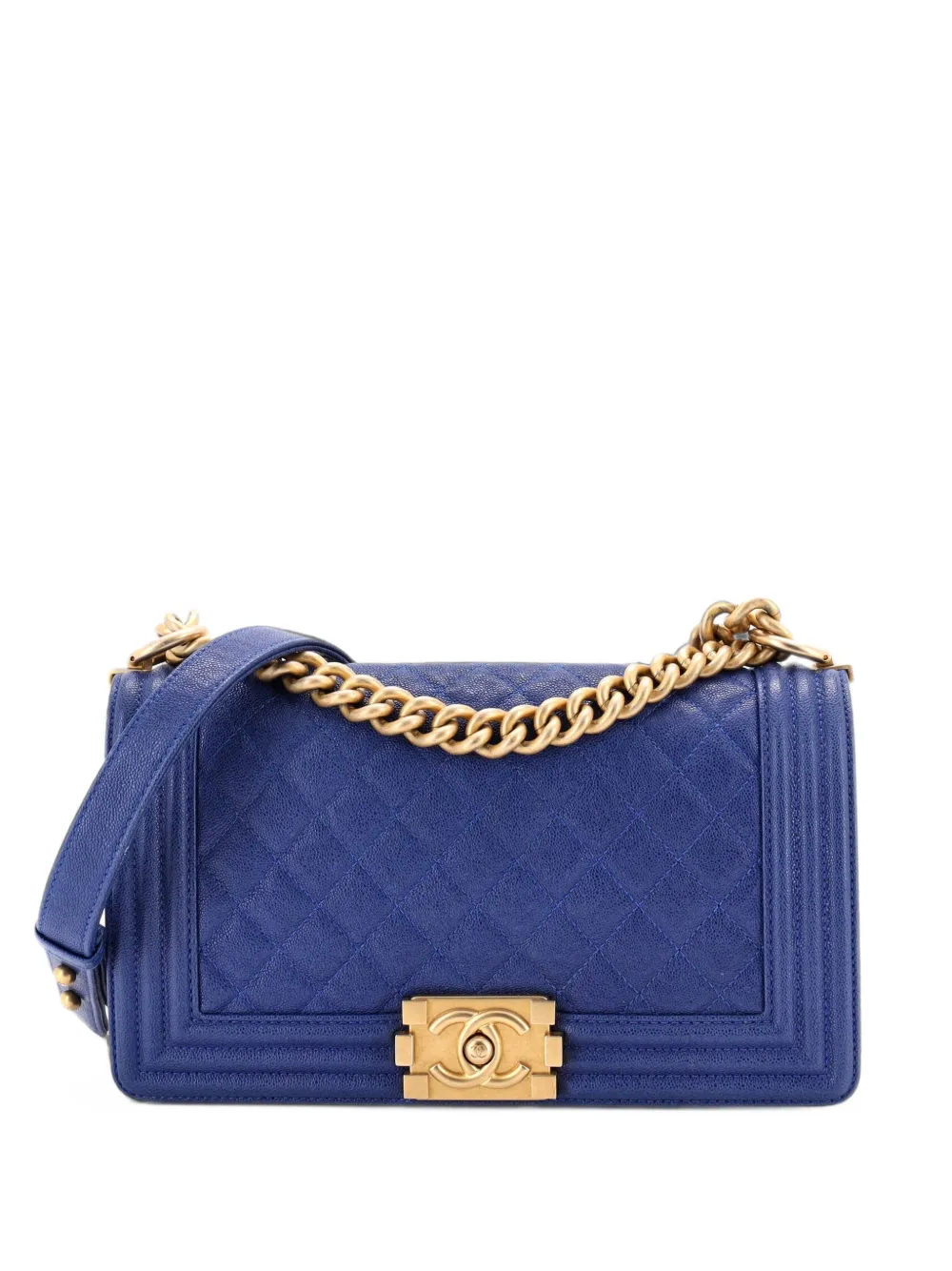 CHANEL Pre-Owned Boy Flap Bag Quilted Caviar Old Medium crossbody bag - Blu